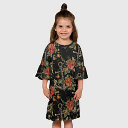 Платье клеш для девочки Якоря с маком, цвет: 3D-принт — фото 2