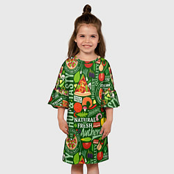 Платье клеш для девочки Итальянская пицца, цвет: 3D-принт — фото 2