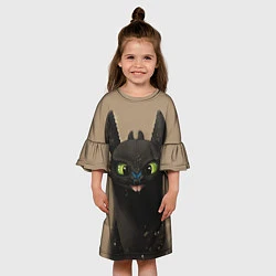 Платье клеш для девочки Как приручить дракона, цвет: 3D-принт — фото 2