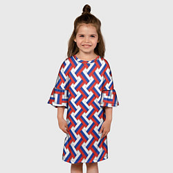 Платье клеш для девочки Российский триколор плетёнка, цвет: 3D-принт — фото 2