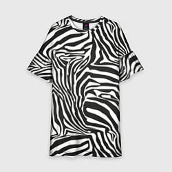 Платье клеш для девочки Полосы шкура зебры, цвет: 3D-принт