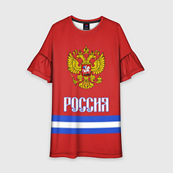 Платье клеш для девочки Хоккей: Россия, цвет: 3D-принт