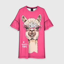 Платье клеш для девочки Romantic - llama, цвет: 3D-принт