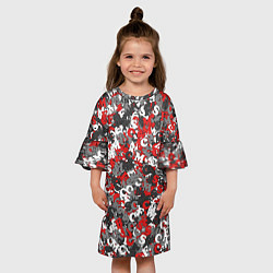 Платье клеш для девочки Камуфляж с буквами F C S M, цвет: 3D-принт — фото 2