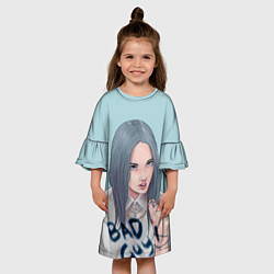Платье клеш для девочки Billie Eilish: Bad Guy, цвет: 3D-принт — фото 2
