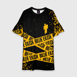 Платье клеш для девочки BILLIE EILISH: Yellow & Black Tape, цвет: 3D-принт