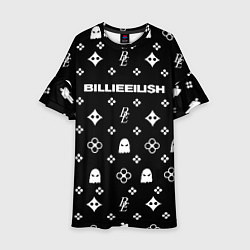 Платье клеш для девочки Billie Eilish: Black Pattern, цвет: 3D-принт