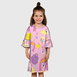 Платье клеш для девочки Время Приключений, цвет: 3D-принт — фото 2