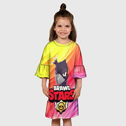 Платье клеш для девочки Brawl Stars - Crow, цвет: 3D-принт — фото 2