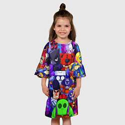 Платье клеш для девочки BRAWL STARS ALL BRAWLER, цвет: 3D-принт — фото 2