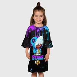 Платье клеш для девочки Brawl Stars Leon Shark, цвет: 3D-принт — фото 2