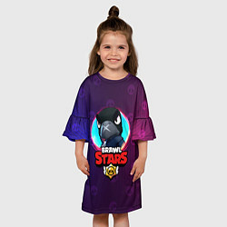 Платье клеш для девочки Brawl Stars Crow v1, цвет: 3D-принт — фото 2