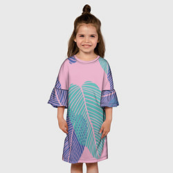 Платье клеш для девочки Арт листья, цвет: 3D-принт — фото 2