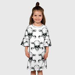 Платье клеш для девочки Череп и кости, цвет: 3D-принт — фото 2