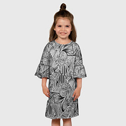 Платье клеш для девочки Узор black two, цвет: 3D-принт — фото 2