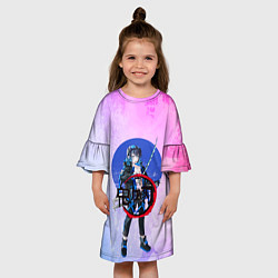 Платье клеш для девочки Клинок рассекающий демонов, цвет: 3D-принт — фото 2