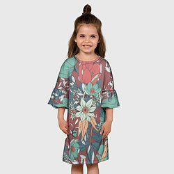 Платье клеш для девочки Цветочный арт, цвет: 3D-принт — фото 2
