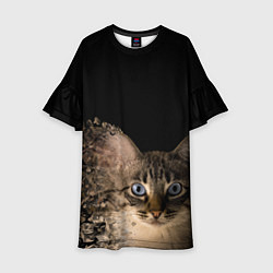 Платье клеш для девочки Disintegrating Cat, цвет: 3D-принт