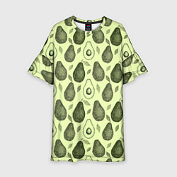 Платье клеш для девочки Авокадо паттерн, цвет: 3D-принт