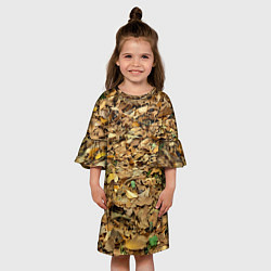 Платье клеш для девочки Листья, цвет: 3D-принт — фото 2