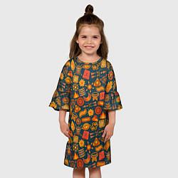 Платье клеш для девочки Знаки, цвет: 3D-принт — фото 2