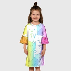 Платье клеш для девочки Котоколлаж 05, цвет: 3D-принт — фото 2