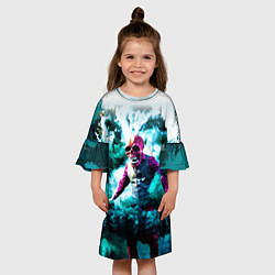 Платье клеш для девочки Череп в дыму, цвет: 3D-принт — фото 2