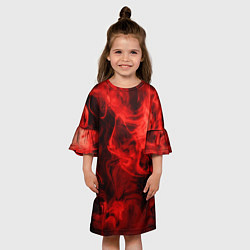Платье клеш для девочки Красный дым, цвет: 3D-принт — фото 2