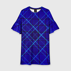 Платье клеш для девочки Сине-черная геометрия 3D, цвет: 3D-принт