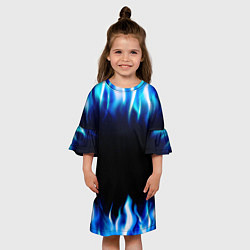 Платье клеш для девочки Синий Огонь, цвет: 3D-принт — фото 2