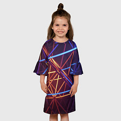 Платье клеш для девочки Линии, цвет: 3D-принт — фото 2
