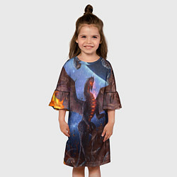 Платье клеш для девочки SPACE FIRE DRAGO, цвет: 3D-принт — фото 2