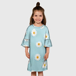 Платье клеш для девочки Узор с ромашками, цвет: 3D-принт — фото 2