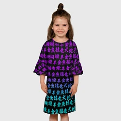 Платье клеш для девочки НЕОНОВЫЕ ИЕРОГЛИФЫ, цвет: 3D-принт — фото 2