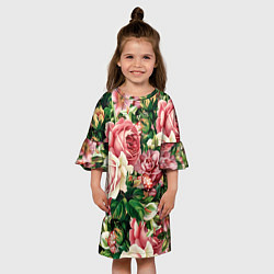 Платье клеш для девочки ЦВЕТЫ, цвет: 3D-принт — фото 2