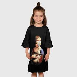 Платье клеш для девочки Чечилия Галлерани - дама с горностаем, цвет: 3D-принт — фото 2