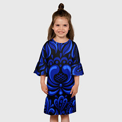 Платье клеш для девочки Гжель узоры, цвет: 3D-принт — фото 2