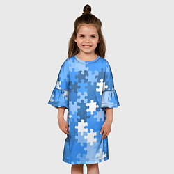 Платье клеш для девочки Пазл, цвет: 3D-принт — фото 2