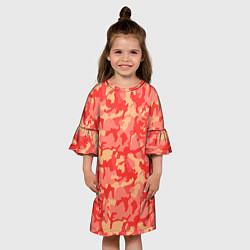 Платье клеш для девочки Оранжевый камуфляж, цвет: 3D-принт — фото 2