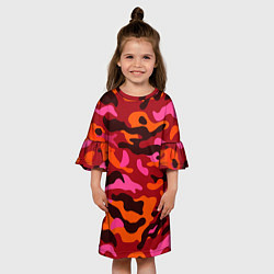 Платье клеш для девочки CAMOUFLAGE RED, цвет: 3D-принт — фото 2