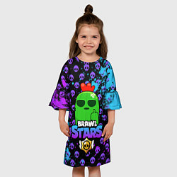 Платье клеш для девочки Brawl Stars SPIKE, цвет: 3D-принт — фото 2