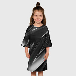 Платье клеш для девочки GEOMETRY STRIPES BLACK & WHITE, цвет: 3D-принт — фото 2