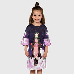 Платье клеш для девочки Незуко, цвет: 3D-принт — фото 2