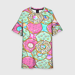 Платье клеш для девочки Пончики, цвет: 3D-принт