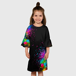 Платье клеш для девочки Брызги красок, цвет: 3D-принт — фото 2