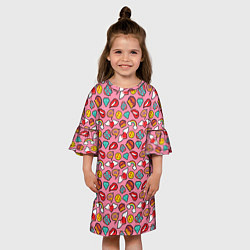 Платье клеш для девочки Губы Смайлы Любовь, цвет: 3D-принт — фото 2
