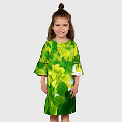 Платье клеш для девочки Листья, цвет: 3D-принт — фото 2