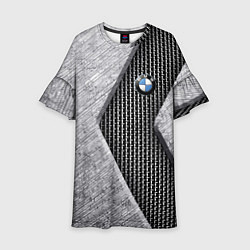 Платье клеш для девочки BMW - emblem - metal - texture, цвет: 3D-принт