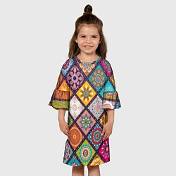 Платье клеш для девочки Узоры мандалы, цвет: 3D-принт — фото 2