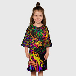 Платье клеш для девочки МИМЕЗИС НЕОНОВЫЙ, цвет: 3D-принт — фото 2